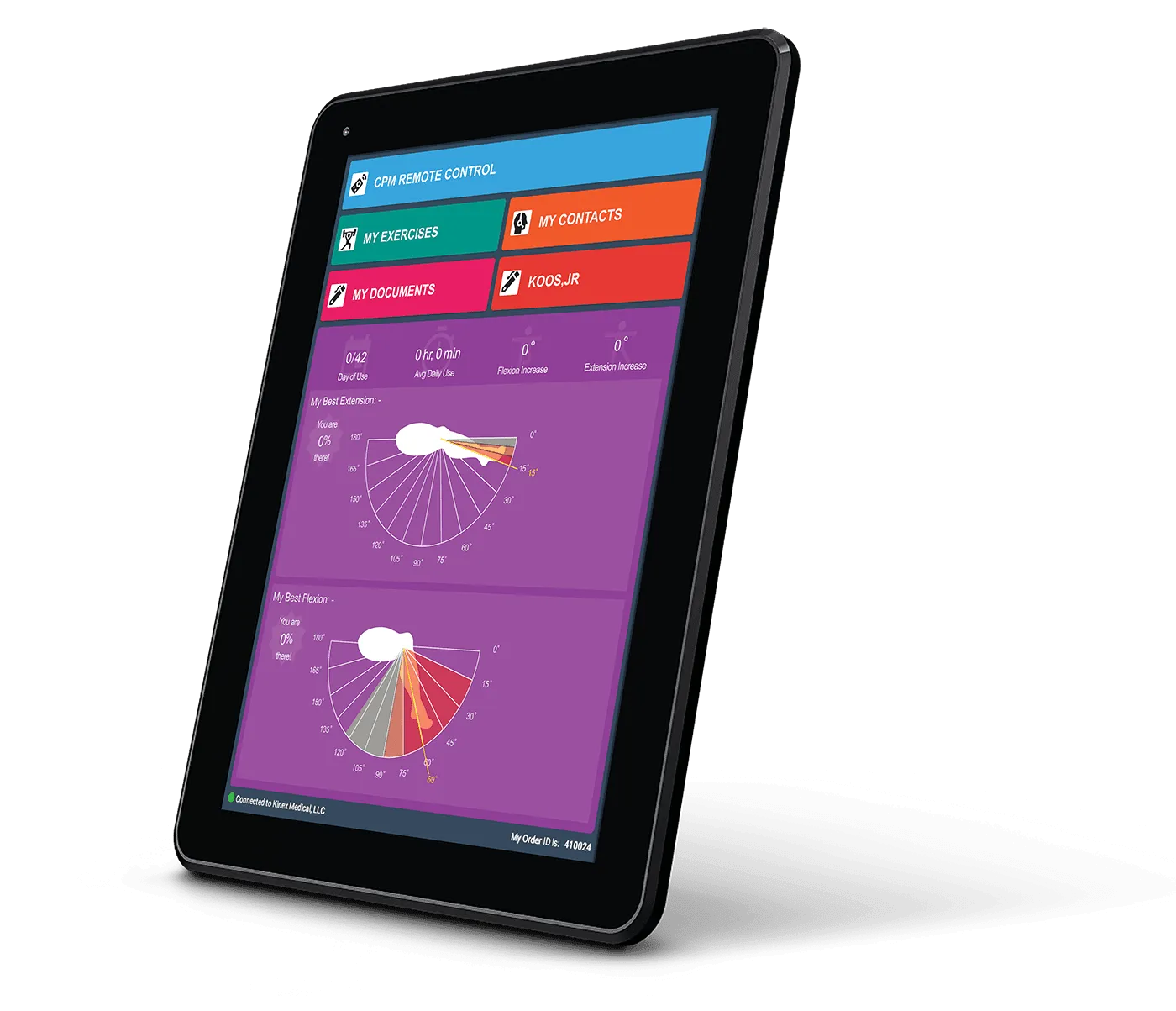KinexCONNECT Tablet Home Screen